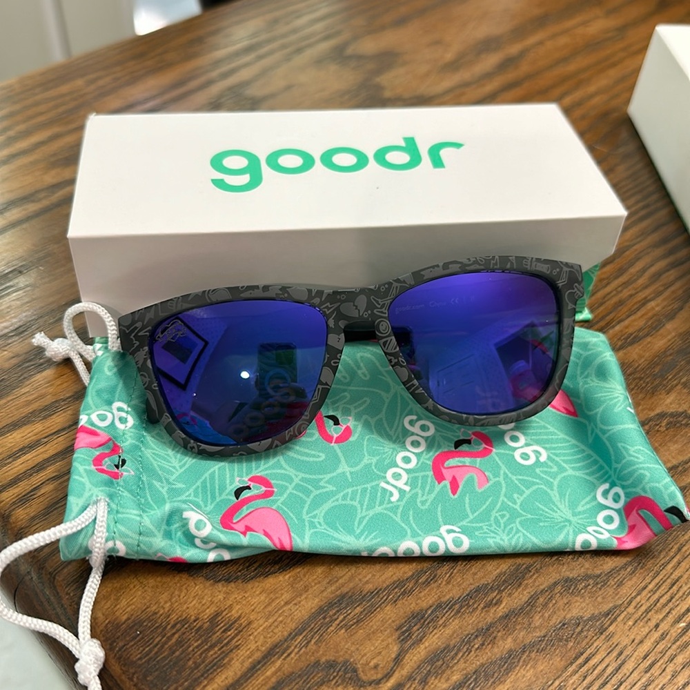 Goodr sunglasses, brand new in box, never worn. W/ microfiber bag. Polarized.